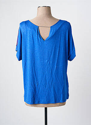 Blouse imprimé fantaisie manches courtes bleu PAZ TORRAS femme