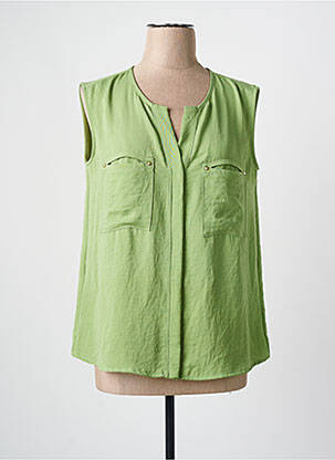 Blouse tissage crêpe sans manche vert ANDAMIO femme