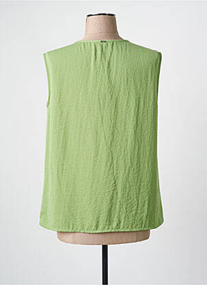 Blouse tissage crêpe sans manche vert ANDAMIO femme
