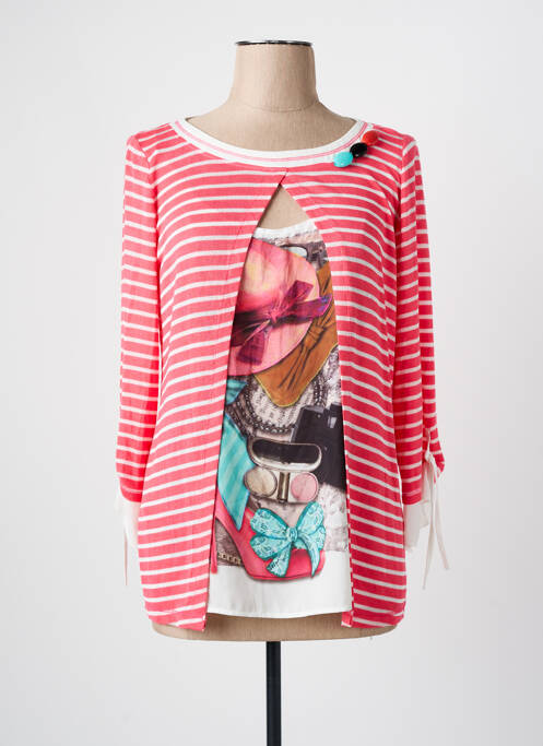 Pull tunique rose PAZ TORRAS pour femme