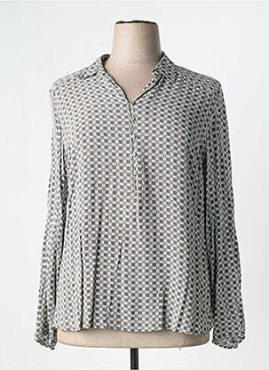 Blouse tissage popeline manches longues vert OLSEN femme