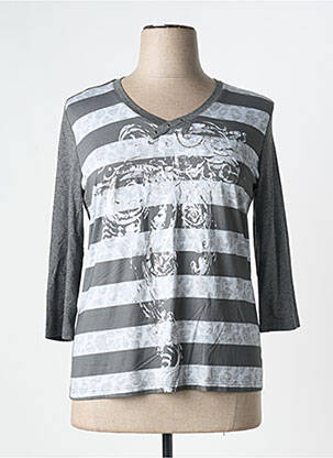 T-shirt manches 3/4 manches 3/4 gris FRANK WALDER femme