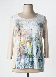 T-shirt manches 3/4 manches 3/4 beige FRANK WALDER femme