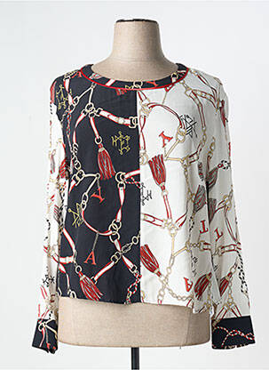 Blouse tissage popeline manches longues noir TUZZI femme