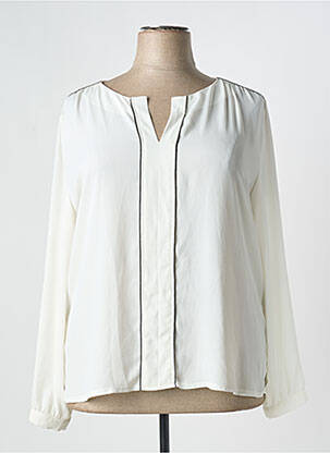 Blouse poignets boutonnés avec fente manches longues beige PAZ TORRAS femme