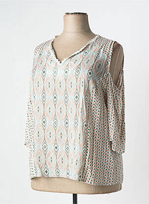 Blouse légère et transparente manches 3/4 beige ANDAMIO femme