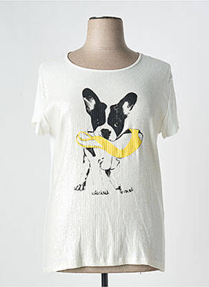 T-shirt beige ELEONORA AMADEI pour femme