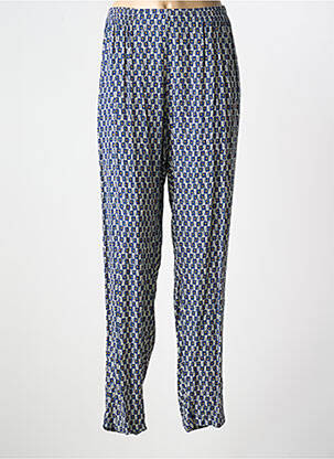 Pantalon droit tissage crêpe taille normale bleu GRIFFON femme