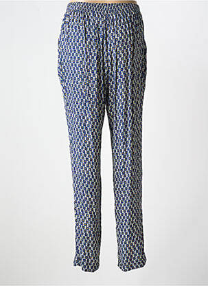 Pantalon droit tissage crêpe taille normale bleu GRIFFON femme