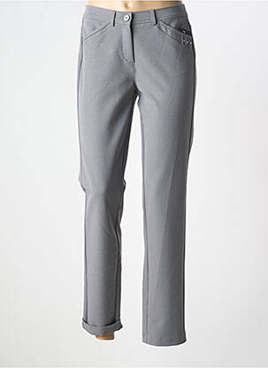 Pantalon droit stretch taille normale gris FRANK WALDER femme