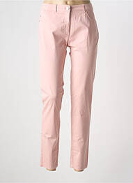 Pantalon slim tissage popeline taille normale rose ANDAMIO femme