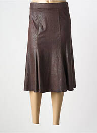 Jupe mi-longue coupe droite marron HALOGENE femme