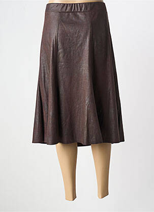 Jupe mi-longue coupe droite marron HALOGENE femme