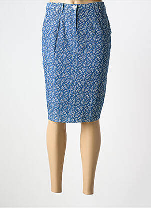 Jupe mi-longue stretch bleu FRANCE RIVOIRE femme