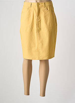 Jupe mi-longue coupe droite jaune GRIFFON femme