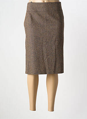 Jupe mi-longue stretch marron SAINT HILAIRE femme
