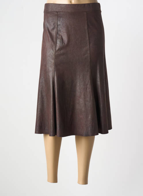 Jupe mi-longue marron HALOGENE pour femme