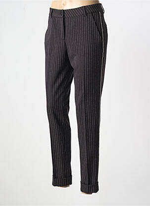 Pantalon slim tissage popeline taille normale noir ANDAMIO femme