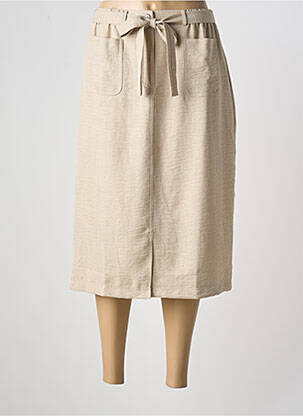 Jupe mi-longue coupe droite beige GRIFFON femme