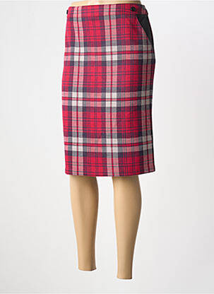 Jupe mi-longue coupe droite rouge FRANK WALDER femme