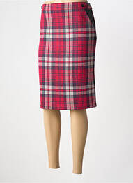 Jupe mi-longue coupe droite rouge FRANK WALDER femme