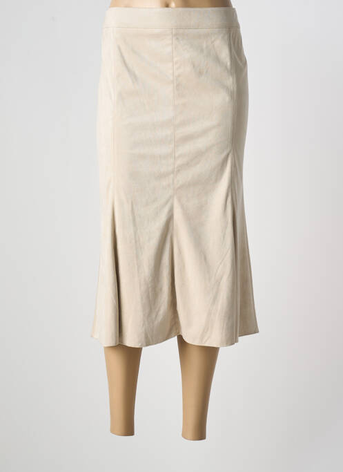 Jupe mi-longue beige FRANK WALDER pour femme