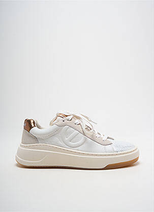 Baskets tissage satiné talon de 4 à 6cm blanc NO NAME femme