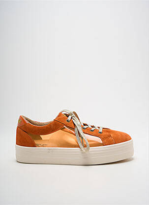 Baskets nubuck talon plat jusqu'à 3cm orange NO NAME femme