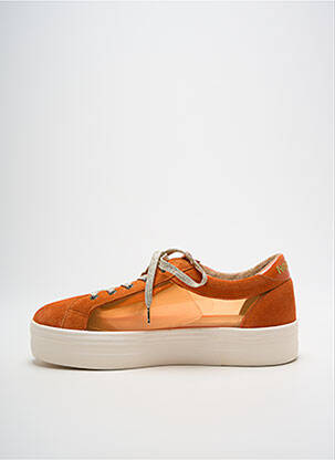 Baskets nubuck talon plat jusqu'à 3cm orange NO NAME femme