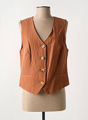 Gilet sans manche poches marron C'EST BEAU LA VIE femme