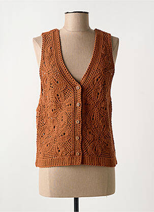 Gilet sans manche coupe cintrée marron C'EST BEAU LA VIE femme
