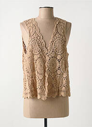 Gilet sans manche col v marron C'EST BEAU LA VIE femme