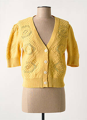 Gilet manches courtes resserrée sur le bas jaune C'EST BEAU LA VIE femme