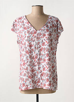 Blouse imprimé fleurs manches courtes rouge C'EST BEAU LA VIE femme
