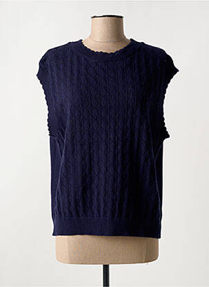 Pull coupe cintrée sans manche bleu C'EST BEAU LA VIE femme