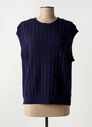 Pull coupe cintrée sans manche bleu C'EST BEAU LA VIE femme