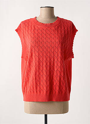 Pull coupe cintrée sans manche rouge C'EST BEAU LA VIE femme