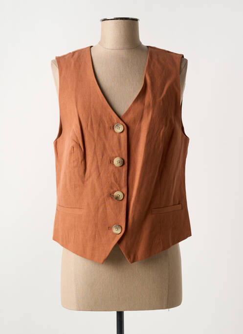 Gilet sans manche poches marron C'EST BEAU LA VIE femme