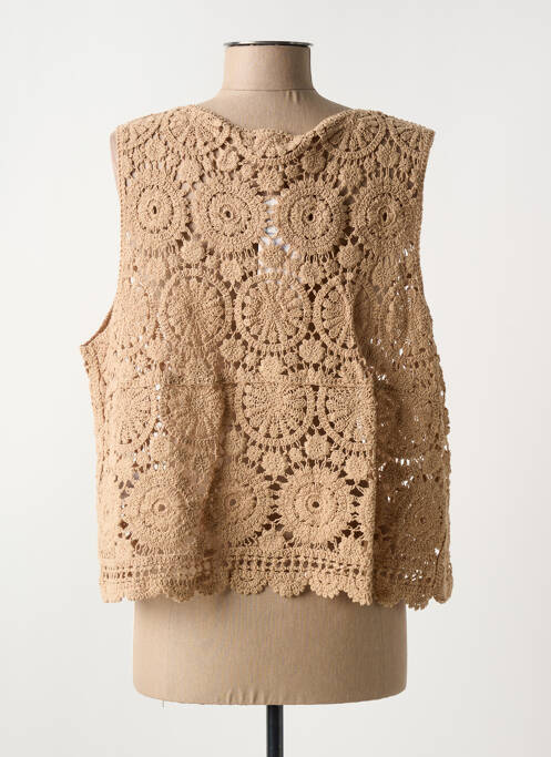 Gilet sans manche col v marron C'EST BEAU LA VIE femme