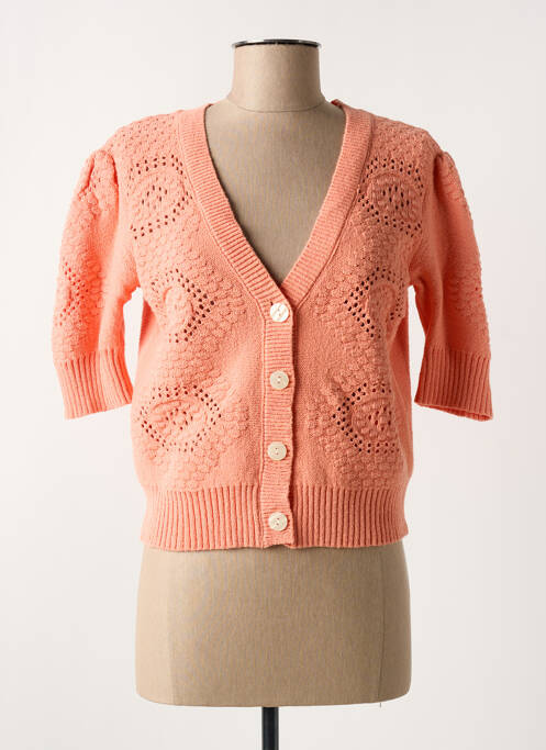 Gilet manches courtes resserrée sur le bas orange C'EST BEAU LA VIE femme