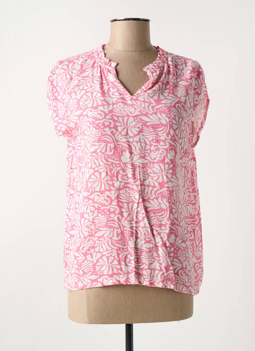Blouse tissage popeline manches courtes rose C'EST BEAU LA VIE femme