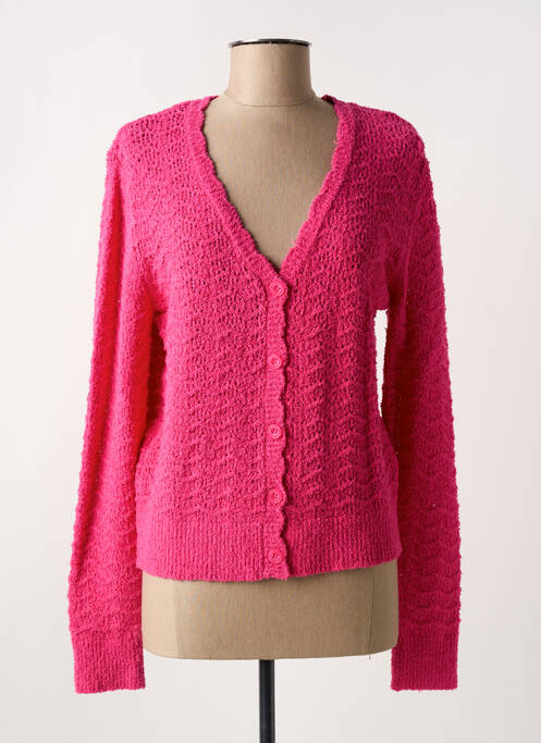 Gilet manches longues rose C'EST BEAU LA VIE pour femme