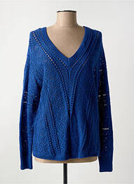 Pull maille ajourée manches longues bleu C'EST BEAU LA VIE femme