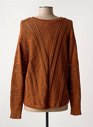 Pull maille ajourée manches longues marron C'EST BEAU LA VIE femme