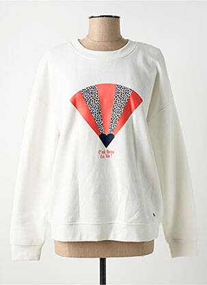 Sweat-shirt maille semi-opaque manches longues blanc C'EST BEAU LA VIE femme