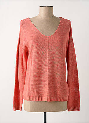 Pull coupe cintrée manches longues orange C'EST BEAU LA VIE femme