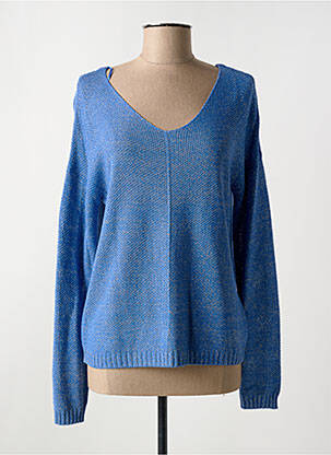 Pull coupe cintrée manches longues bleu C'EST BEAU LA VIE femme