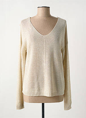 Pull coupe cintrée manches longues beige C'EST BEAU LA VIE femme