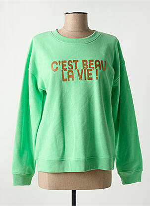 Sweat-shirt stretch manches longues vert C'EST BEAU LA VIE femme