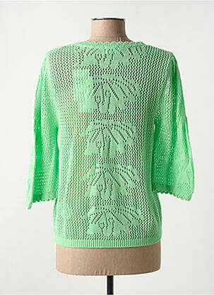Pull maille ajourée manches 3/4 vert C'EST BEAU LA VIE femme